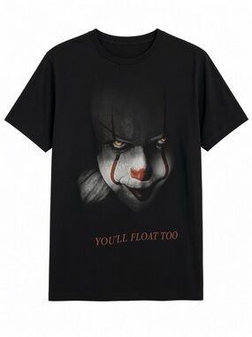 Black Graphic Horror Print Men's T‑Shirt - You'll Float Too